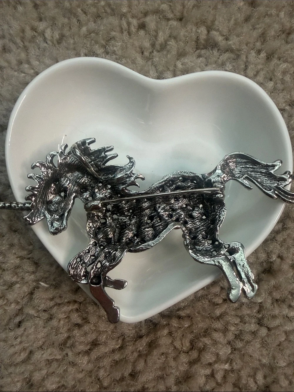 Rhinestone Unicorn Brooch in Green, Pastel Pink & Blue